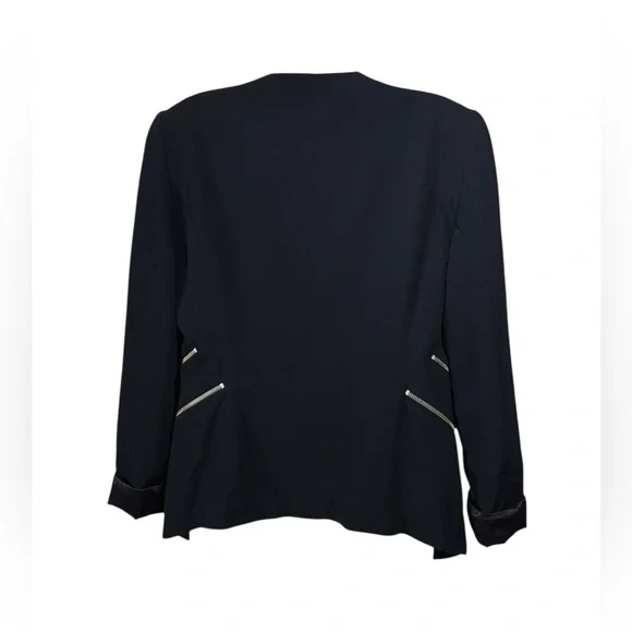 NEW, Zara Woman, Black Open Front Blazer XL Modern Chic Zip Detail Jacket - Picture 8 of 11